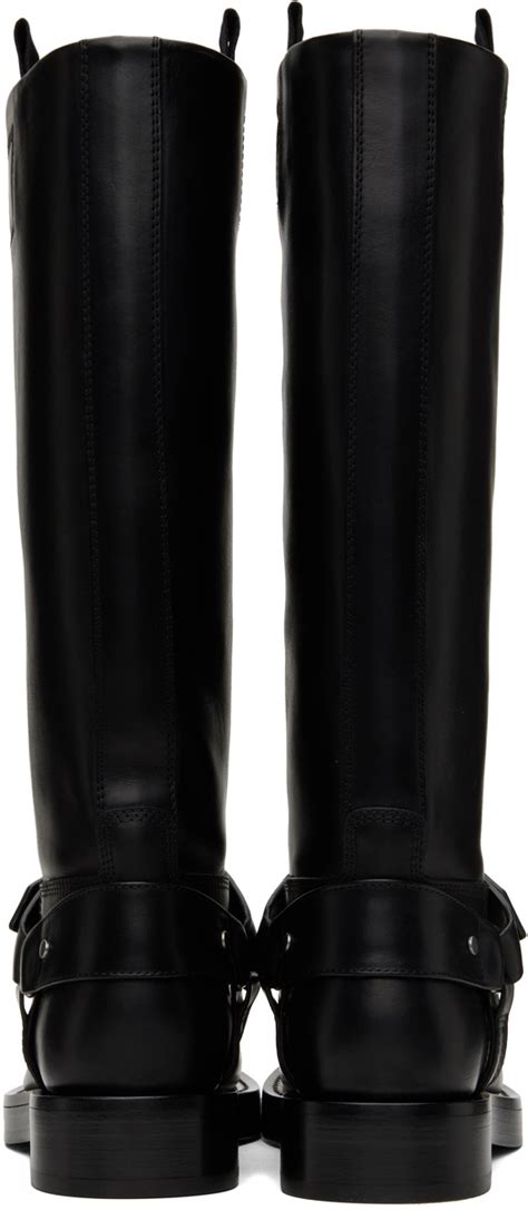 burberry roscot|Leather Saddle Tall Boots in Black .